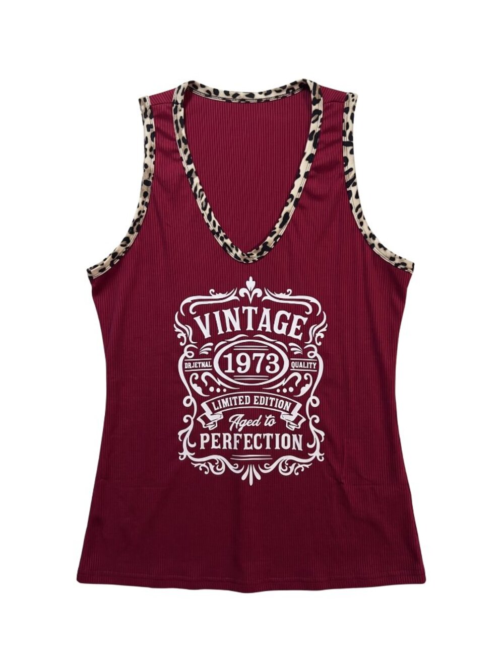 NWOT | Vintage 1973 Aged to Perfection Leopard Trim Ribbed Tank XL